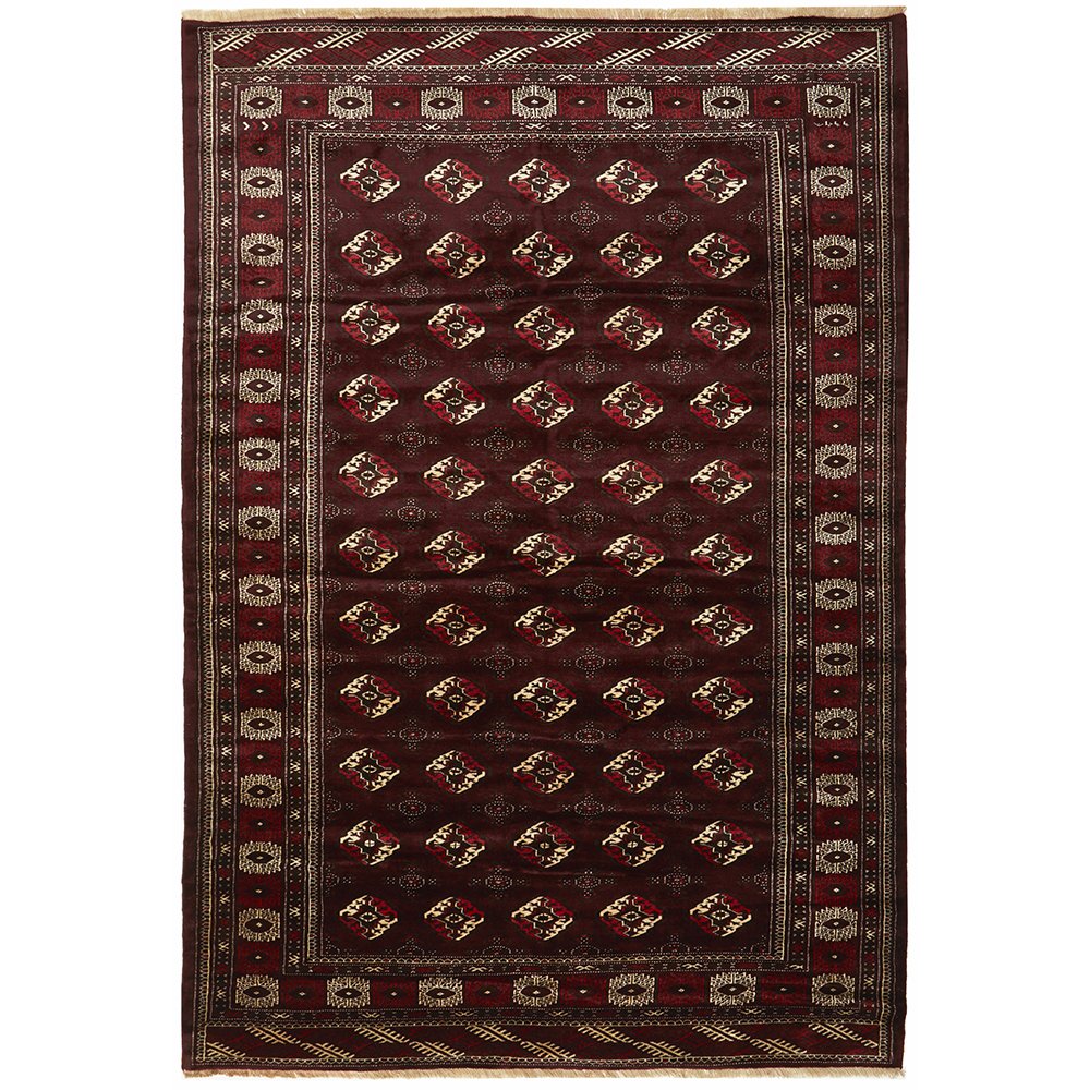 Persian Red Multi Colour Geometric Patterned Border Hand Knotted Wool Rug - Rugs Of Beauty - 1