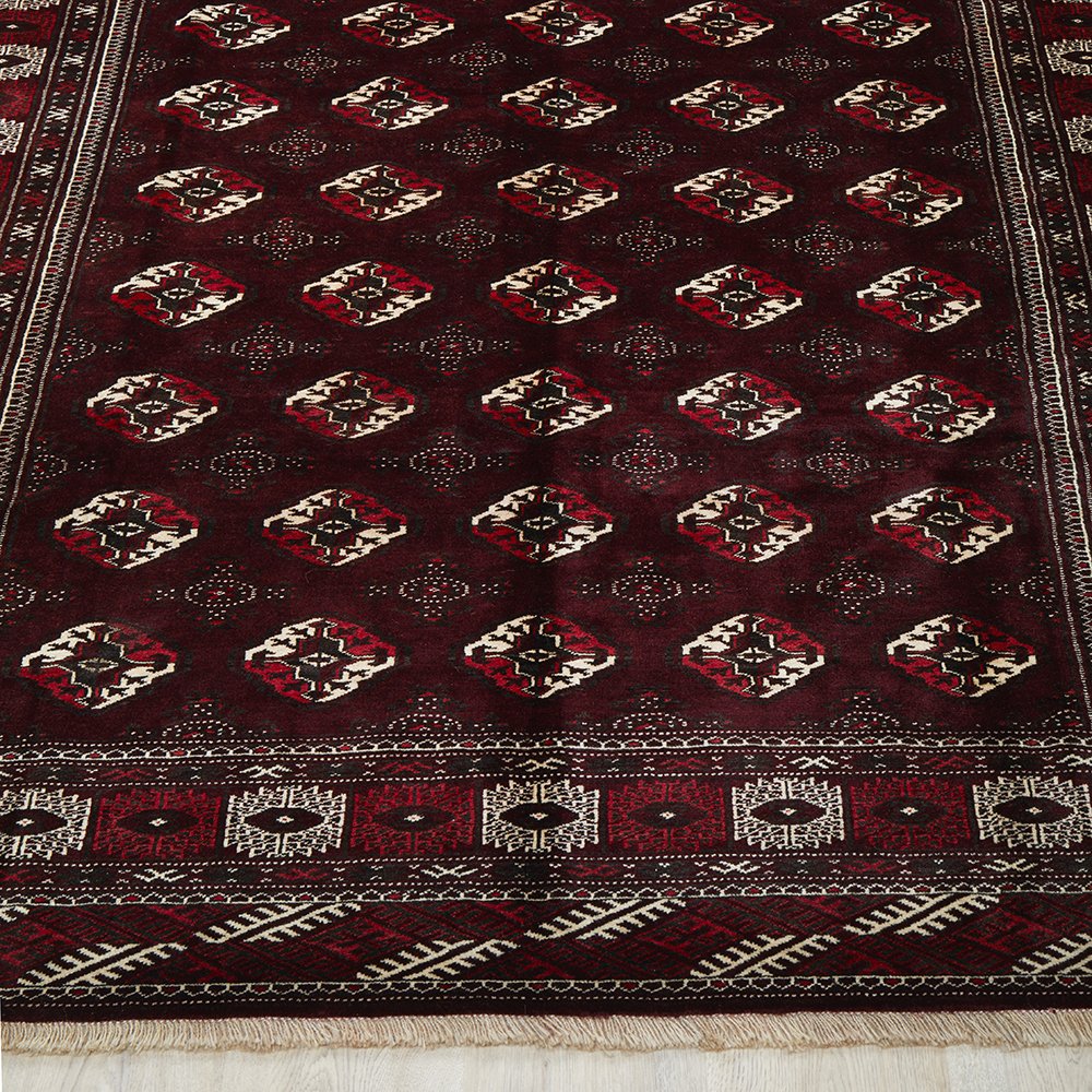 Persian Red Multi Colour Geometric Patterned Border Hand Knotted Wool Rug - Rugs Of Beauty - 2