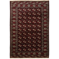 Persian Red Multi Colour Geometric Patterned Border Hand Knotted Wool Rug - Rugs Of Beauty - 1