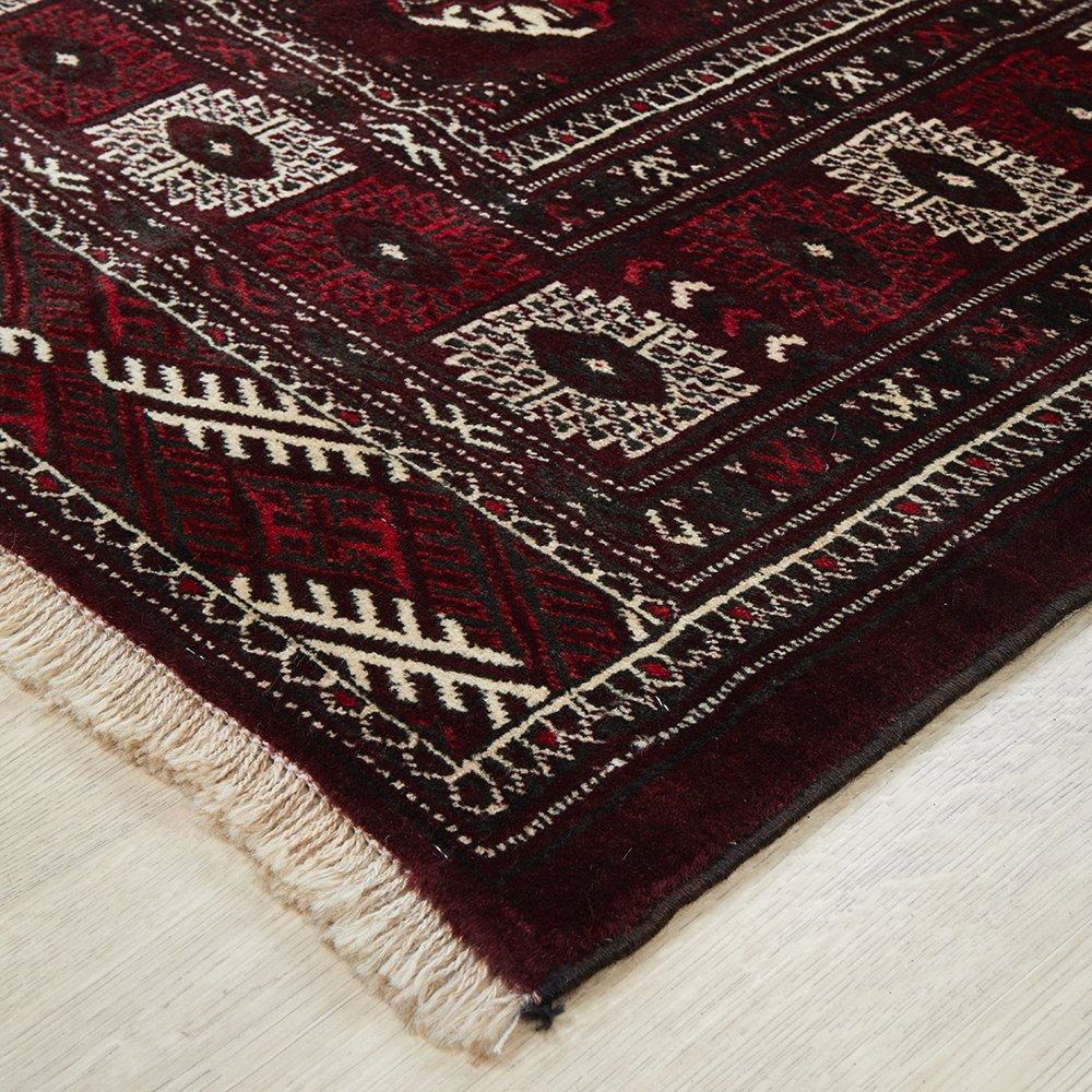 Persian Red Multi Colour Geometric Patterned Border Hand Knotted Wool Rug - Rugs Of Beauty - 3