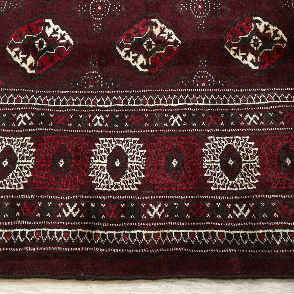 Persian Red Multi Colour Geometric Patterned Border Hand Knotted Wool Rug - Rugs Of Beauty - 4