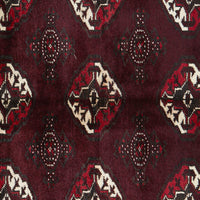 Persian Red Multi Colour Geometric Patterned Border Hand Knotted Wool Rug - Rugs Of Beauty - 5