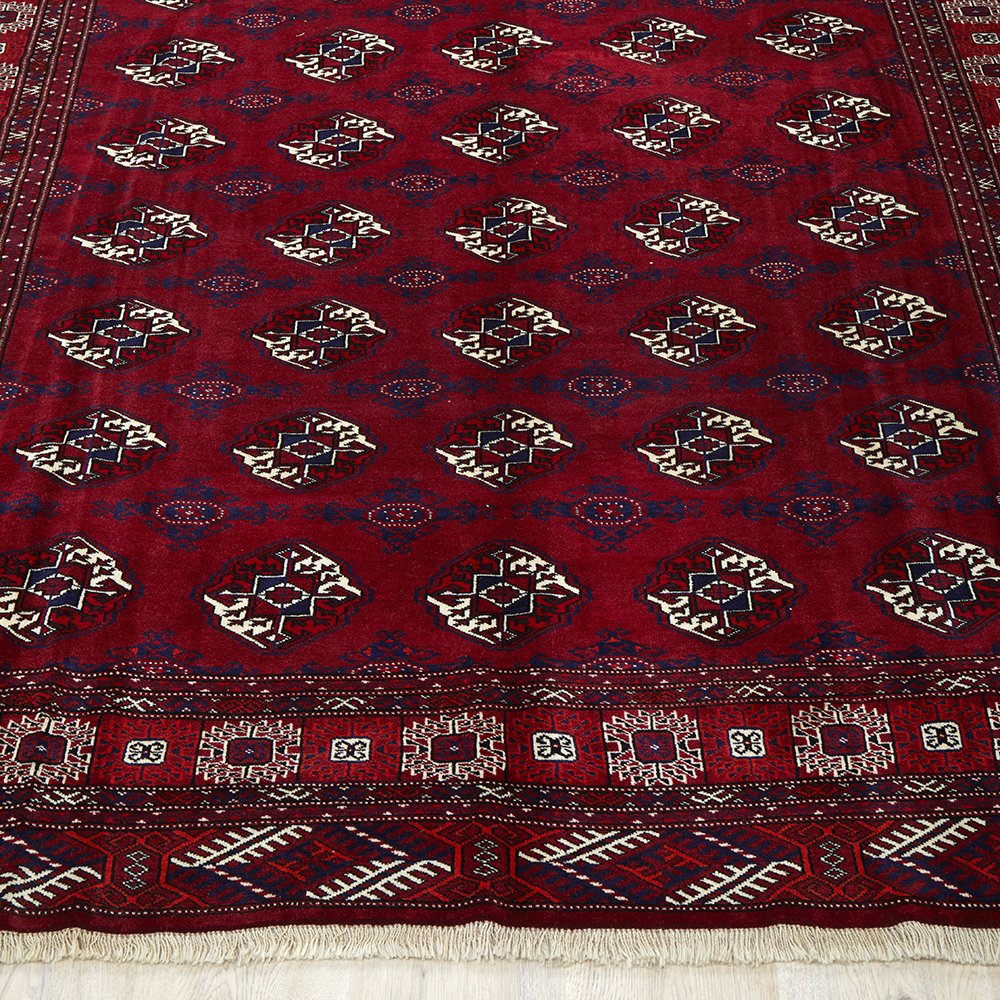 Persian Red Multi Colour Geometric Patterned Border Hand Knotted Wool Rug - Rugs Of Beauty - 2
