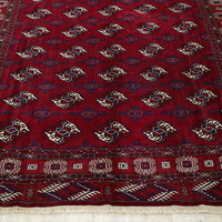 Persian Red Multi Colour Geometric Patterned Border Hand Knotted Wool Rug - Rugs Of Beauty - 2