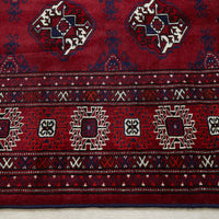 Persian Red Multi Colour Geometric Patterned Border Hand Knotted Wool Rug - Rugs Of Beauty - 4
