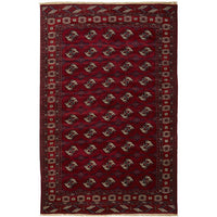 Persian Red Multi Colour Geometric Patterned Border Hand Knotted Wool Rug - Rugs Of Beauty - 1