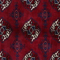 Persian Red Multi Colour Geometric Patterned Border Hand Knotted Wool Rug - Rugs Of Beauty - 5