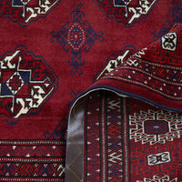 Persian Red Multi Colour Geometric Patterned Border Hand Knotted Wool Rug - Rugs Of Beauty - 6