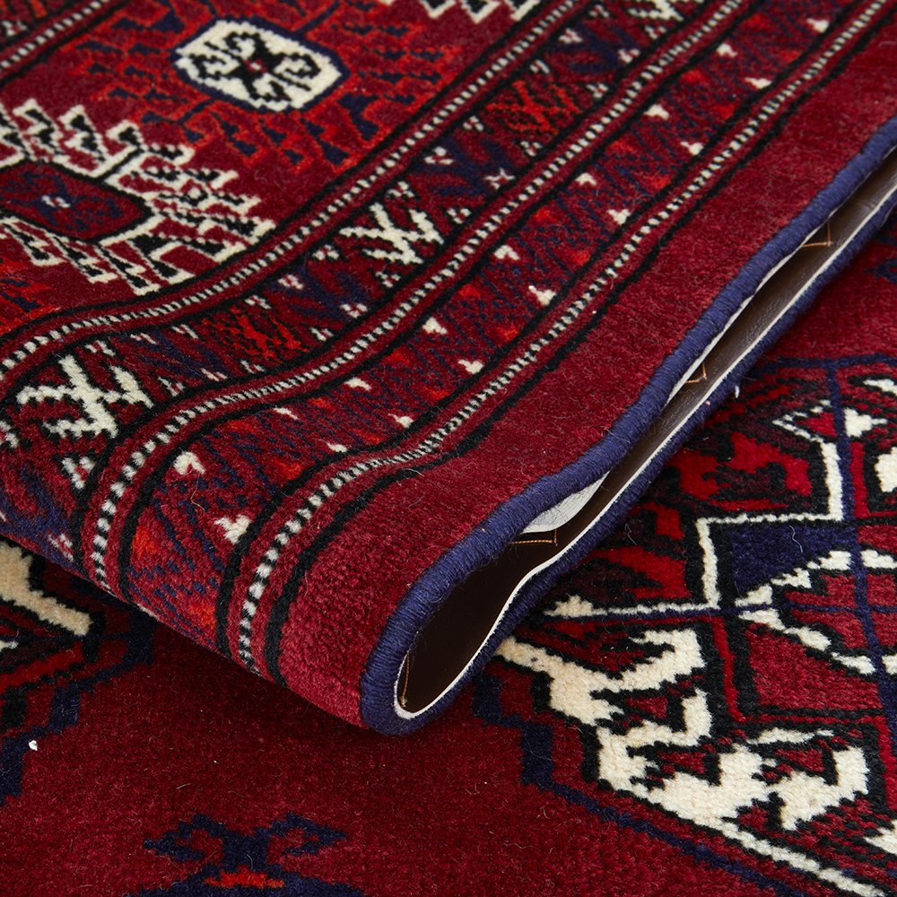 Persian Red Multi Colour Geometric Patterned Border Hand Knotted Wool Rug - Rugs Of Beauty - 7