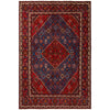 Persian Red Blue Multi Colour Geometric Medallion Patterned Hand Knotted Wool Rug - Rugs Of Beauty - 1