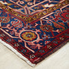 Persian Red Blue Multi Colour Geometric Medallion Heriz Patterned Hand Knotted Wool Rug - 3