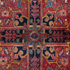 Persian Red Blue Multi Colour Geometric Medallion Heriz Patterned Hand Knotted Wool Rug - 5