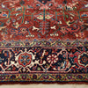 Persian Red Blue Beige Multi Colour Geometric Medallion Heriz Patterned Hand Knotted Wool Rug - 4