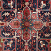 Persian Red Blue Beige Multi Colour Geometric Medallion Heriz Patterned Hand Knotted Wool Rug - 5