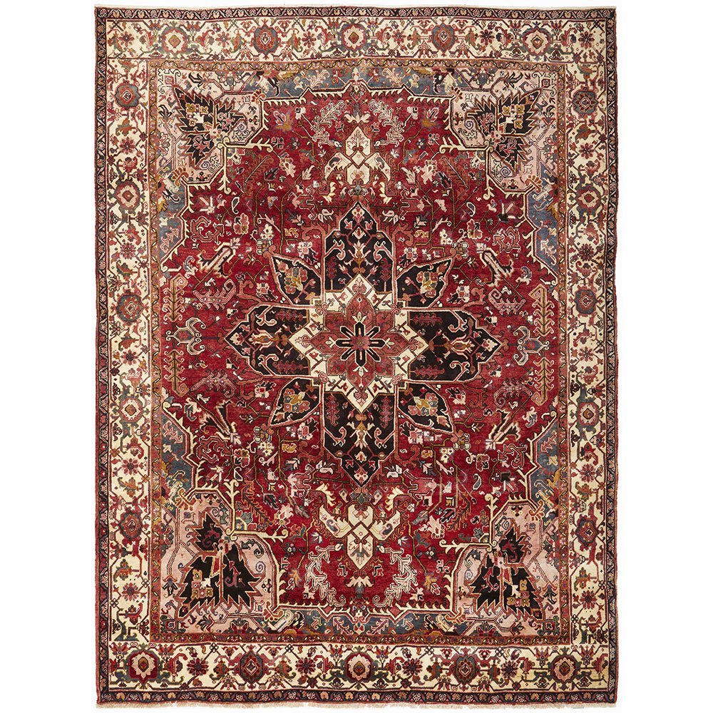 Decorative Persian wool rug with intricate patterns