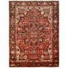 Persian Red Black Beige Multi Colour Geometric Medallion Heriz Patterned Hand Knotted Wool Rug - 1