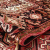 Persian Red Black Beige Multi Colour Geometric Medallion Heriz Patterned Hand Knotted Wool Rug - 7
