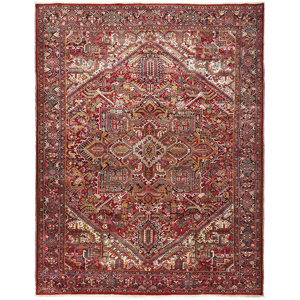 Persian Multi Colour Geometric Medallion Heriz Patterned Hand Knotted Wool Rug - 1
