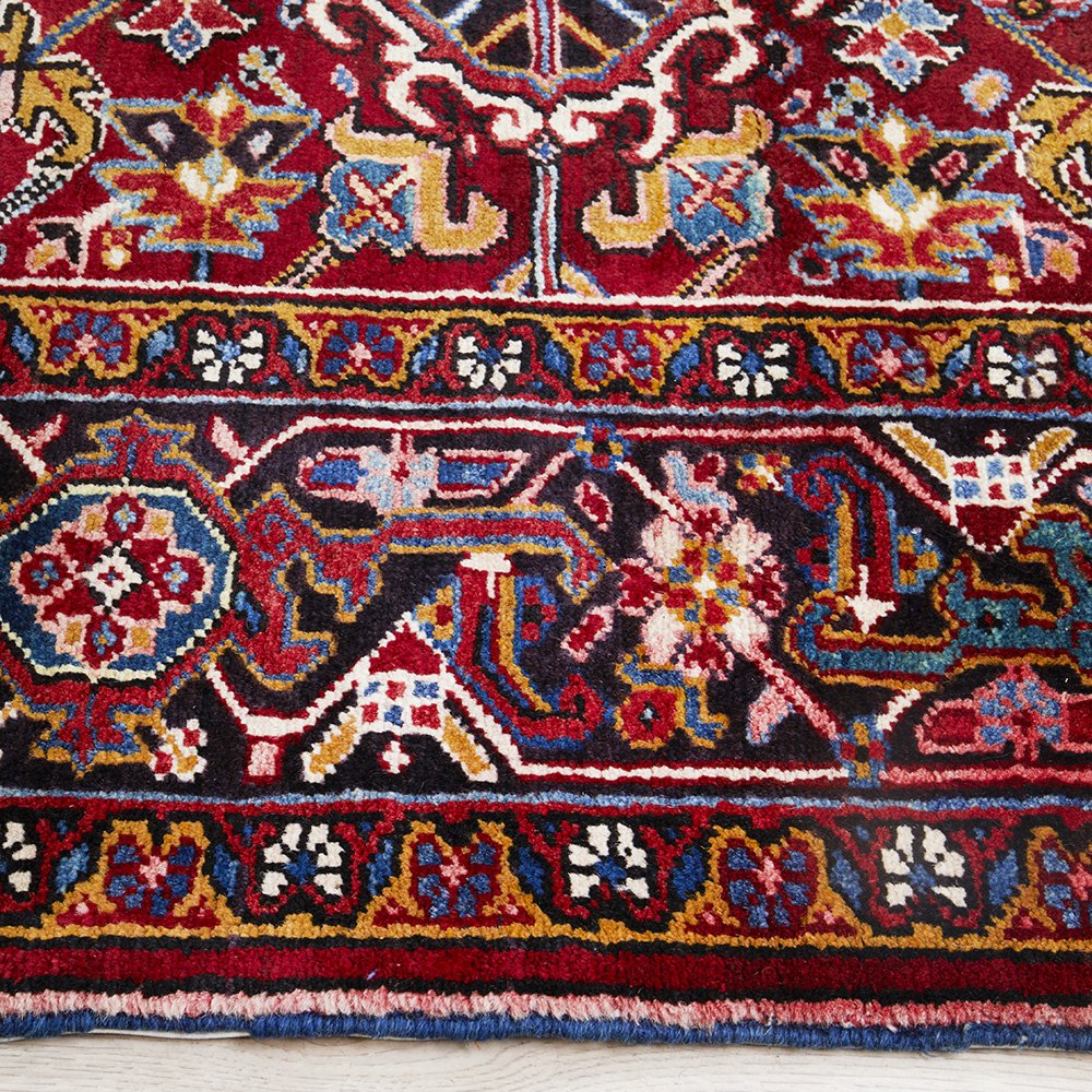 Persian Multi Colour Geometric Medallion Heriz Patterned Hand Knotted Wool Rug - 4