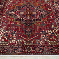 Persian Multi Colour Geometric Medallion Heriz Patterned Hand Knotted Wool Rug - 2