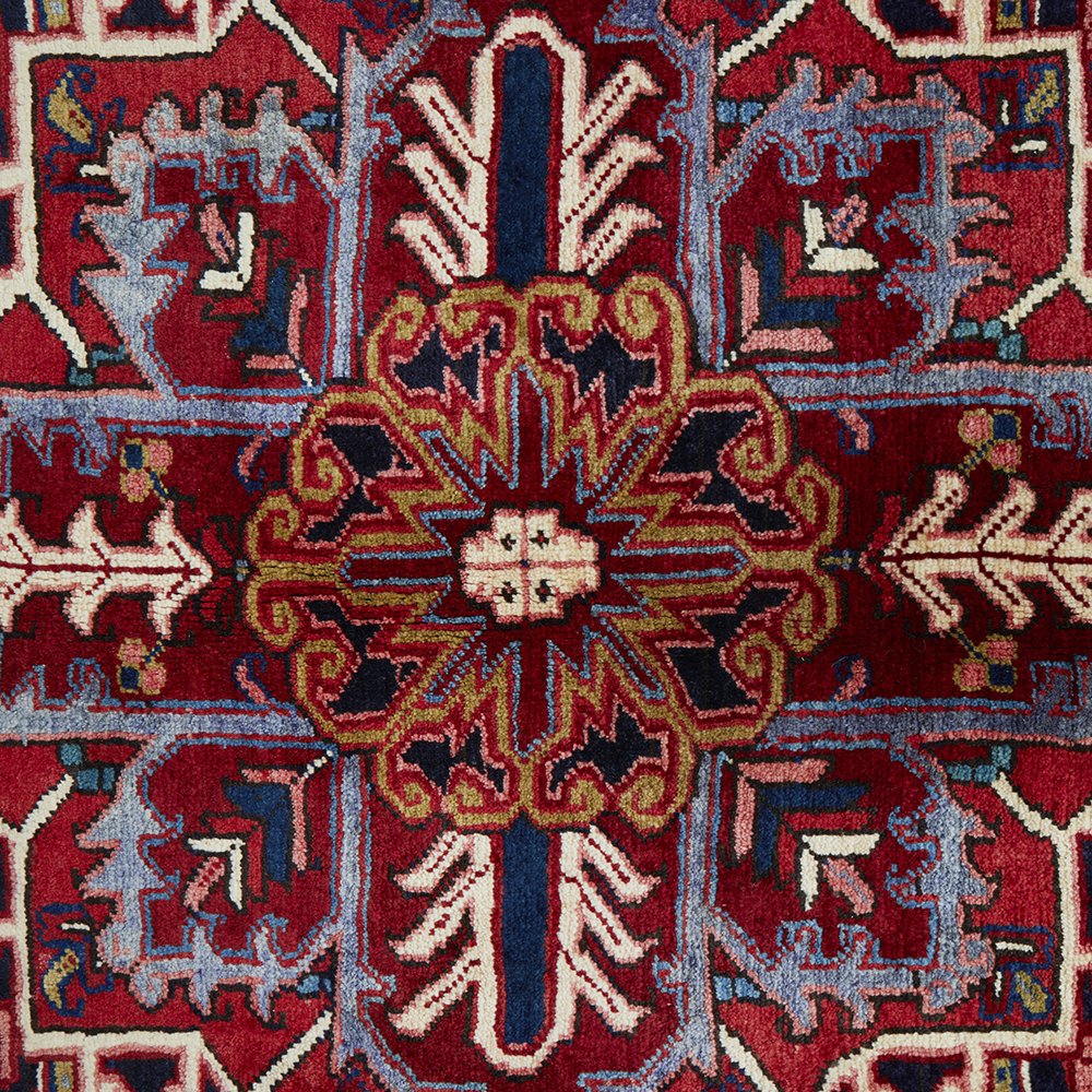 Persian Multi Colour Geometric Medallion Heriz Patterned Hand Knotted Wool Rug - 5