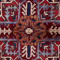 Persian Multi Colour Geometric Medallion Heriz Patterned Hand Knotted Wool Rug - 5
