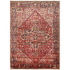 Persian Red Multi Colour Geometric Medallion Heriz Patterned Hand Knotted Wool Rug - Rugs Of Beauty - 1