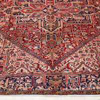 Persian Red Multi Colour Geometric Medallion Heriz Patterned Hand Knotted Wool Rug - Rugs Of Beauty - 2