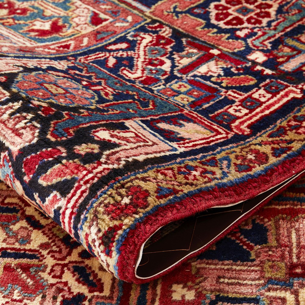 Persian Red Multi Colour Geometric Medallion Heriz Patterned Hand Knotted Wool Rug - Rugs Of Beauty - 7