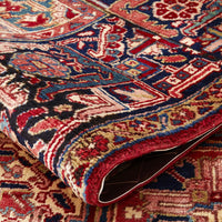 Persian Red Multi Colour Geometric Medallion Heriz Patterned Hand Knotted Wool Rug - Rugs Of Beauty - 7