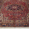 Persian Red Blue Multi Colour Geometric Medallion Heriz Patterned Hand Knotted Wool Rug - 2