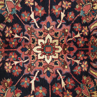 Persian Red Blue Multi Colour Geometric Medallion Heriz Patterned Hand Knotted Wool Rug - 5