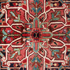 Persian Red Blue Multi Colour Geometric Medallion Heriz Patterned Hand Knotted Wool Rug - 5
