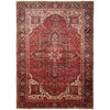 Persian Red Multi Colour Geometric Medallion Heriz Patterned Hand Knotted Wool Rug - 1