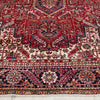 Persian Red Multi Colour Geometric Medallion Heriz Patterned Hand Knotted Wool Rug - 2