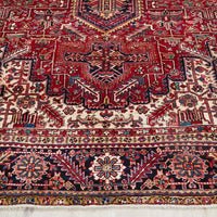 Persian Red Multi Colour Geometric Medallion Heriz Patterned Hand Knotted Wool Rug - 2