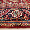 Persian Red Multi Colour Geometric Medallion Heriz Patterned Hand Knotted Wool Rug - 4