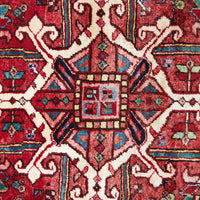 Persian Red Multi Colour Geometric Medallion Heriz Patterned Hand Knotted Wool Rug - 5