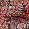 Persian Red Multi Colour Geometric Medallion Heriz Patterned Hand Knotted Wool Rug - 6
