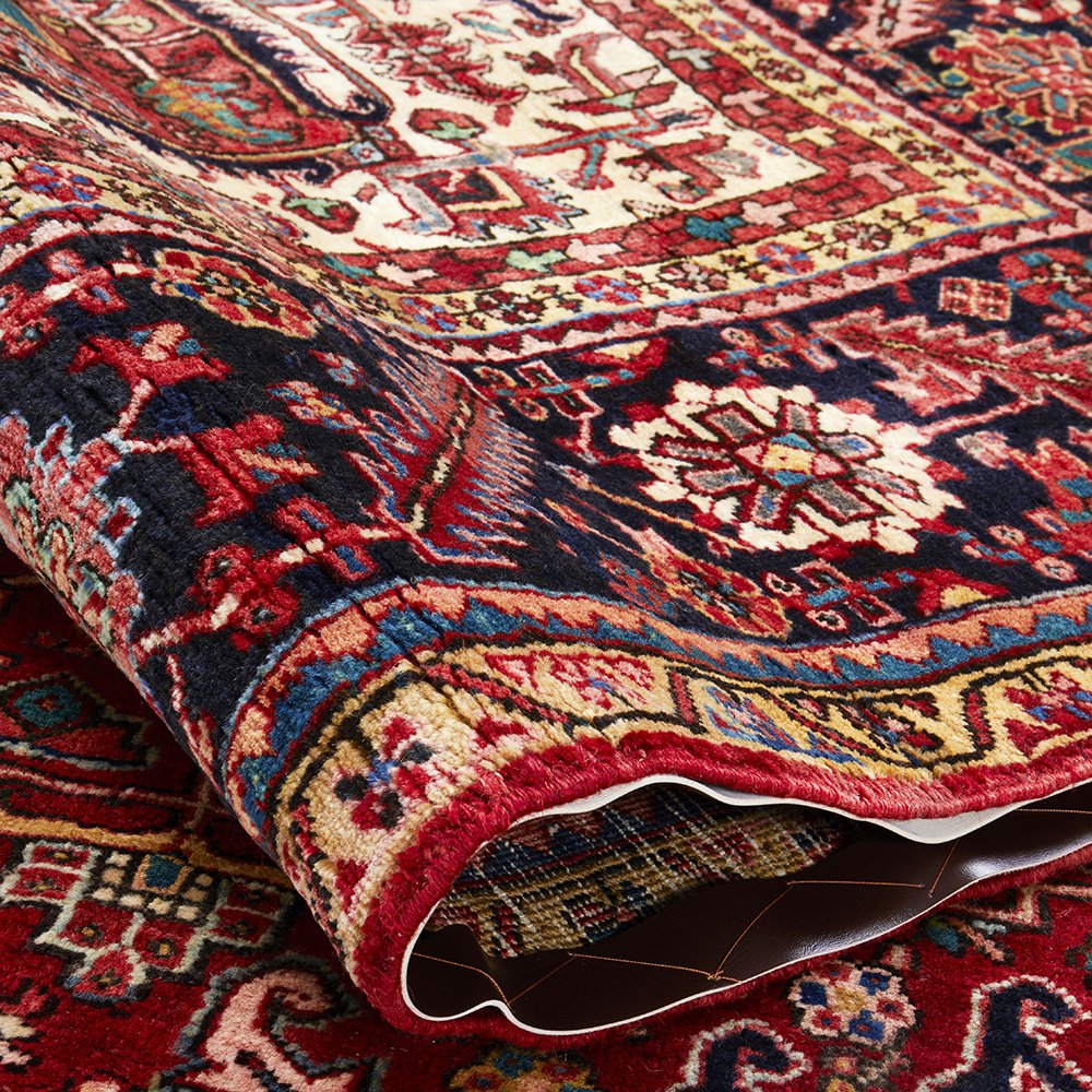 Persian Red Multi Colour Geometric Medallion Heriz Patterned Hand Knotted Wool Rug - 7