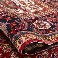 Persian Red Multi Colour Geometric Medallion Heriz Patterned Hand Knotted Wool Rug - 7