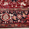 Persian Red Black Multi Colour Geometric Medallion Heriz Patterned Hand Knotted Wool Rug - 4
