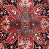 Persian Red Black Multi Colour Geometric Medallion Heriz Patterned Hand Knotted Wool Rug - 5