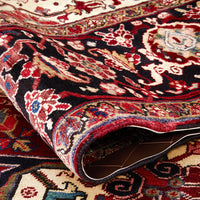 Persian Red Black Multi Colour Geometric Medallion Heriz Patterned Hand Knotted Wool Rug - 7