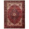 Persian Red Beige Grey Heriz Medallion Floral Hand Knotted Pure Wool Rug