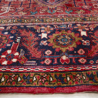 Persian Red Beige Grey Heriz Medallion Floral Hand Knotted Pure Wool Rug