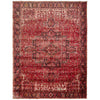 Persian Red Black Multi Colour Geometric Medallion Heriz Patterned Hand Knotted Wool Rug - 1