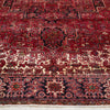 Persian Red Black Multi Colour Geometric Medallion Heriz Patterned Hand Knotted Wool Rug - 2