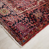Persian Red Black Multi Colour Geometric Medallion Heriz Patterned Hand Knotted Wool Rug - 3