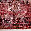 Persian Red Black Multi Colour Geometric Medallion Heriz Patterned Hand Knotted Wool Rug - 4